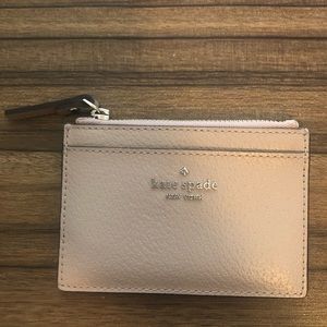 Kate Spade New nude card wallet with zipper